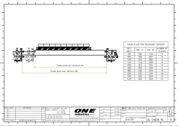 Oneline Secondary Scraper Series Cheek Plate Diagram.