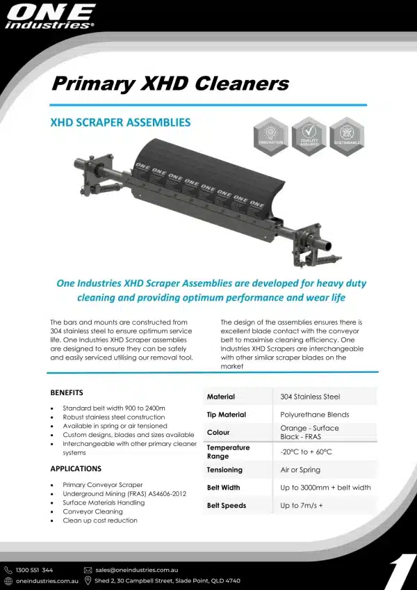 XHD Primary Conveyor Belt Scraper Product Description.