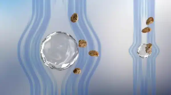 Water droplet and fine particles.