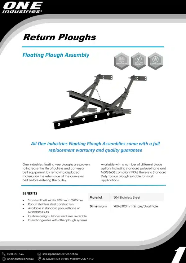 FLoating Plough Assembly Product Description.